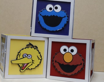 Wood Sesame Street Birthday Party Centerpieces/ Baby Blocks/Vases/ Baby Shower Party Decorations