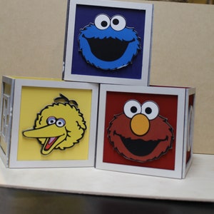 Wood Sesame Street Birthday Party Centerpieces/ Baby Blocks/Vases/ Baby Shower Party Decorations