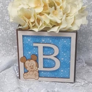 Mickey Mouse-Inspired &quot;BABY&quot; Centerpiece Blocks – Disney Baby Shower Decor