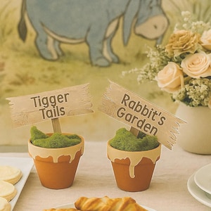Winnie the Pooh Food Signs •Party Labels • Baby Shower or Birthday Buffet Décor • Custom Engraved Wood Signs • Tigger-Approved Treat Table