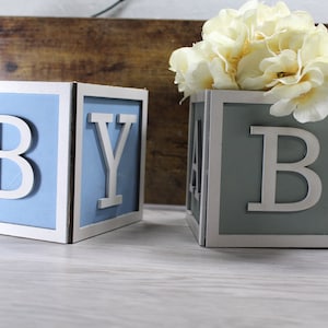 NEW letter options!Baby Block Vase/Flower Holder Centerpiece Baby Shower, Gender Reveal Table Centerpieces