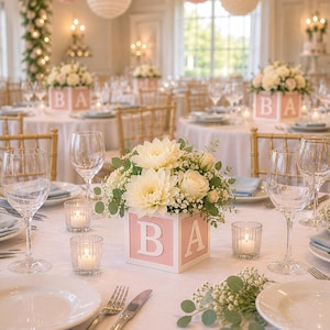 4.75x4.75 Baby Block Centerpiece, Fillable Party Box, Baby Shower Table Decor, Event Decoration