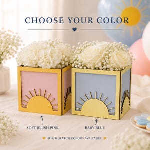 Sun Baby Shower Centerpiece Box 6x6, Here Comes the Son Decor, Boho Sunshine Party Block