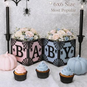 Halloween Baby Block Centerpiece 6x6, Spiderweb Shower Decor, Spooky BABY Boxes imagem 1