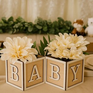 Natural Wood Baby Blocks. Baby shower/gender reveal/birthday party Centerpiece decoration/Gift box Nursery Decor