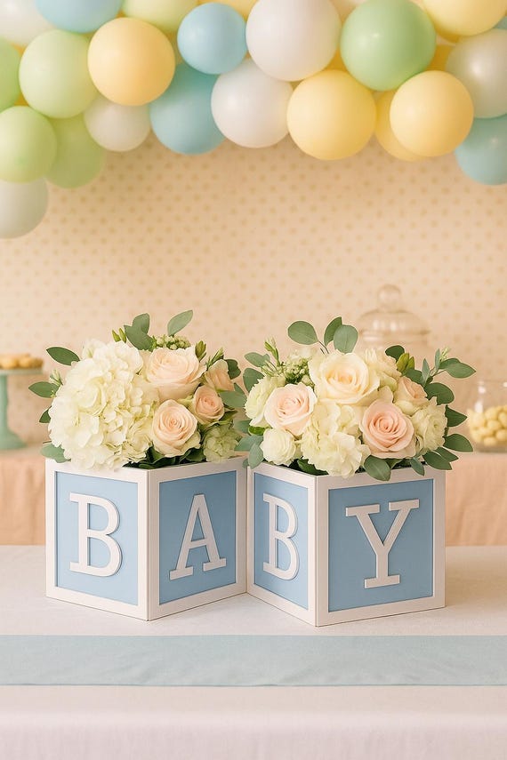8x8 Baby Block Centerpiece, Large Baby Shower Decor, Fillable Box