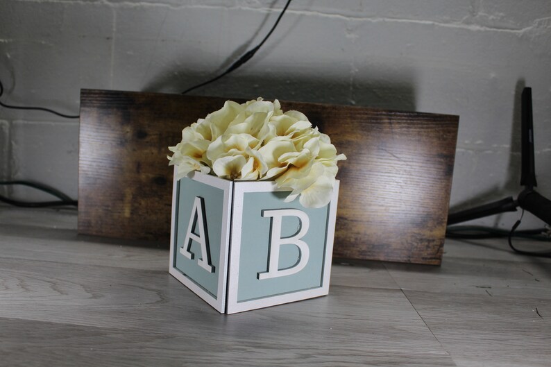 Baby Block Vase/flower Holder Centerpiece Baby Shower Gender Etsy