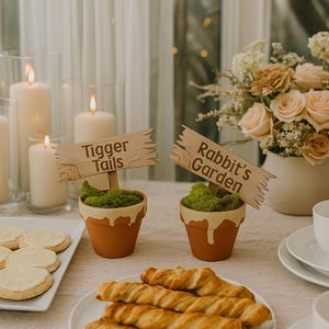 Winnie the Pooh Party Food Signs: Engraved Wood Buffet Labels