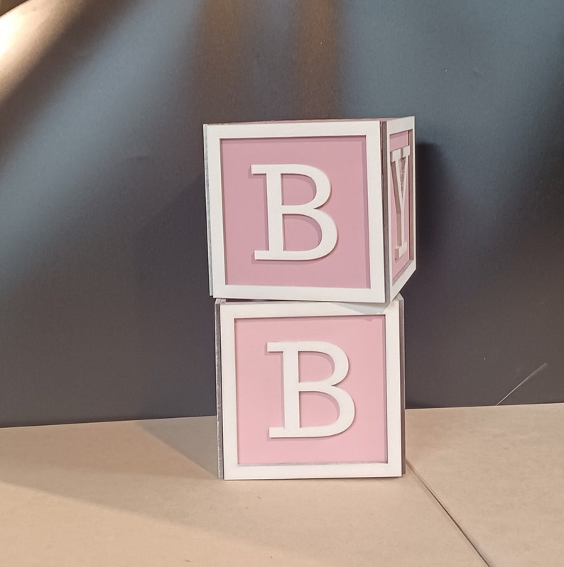 NEW letter optionsBaby Block Vase/Flower Holder Centerpiece Baby Shower, Gender Reveal Table Centerpieces image 6