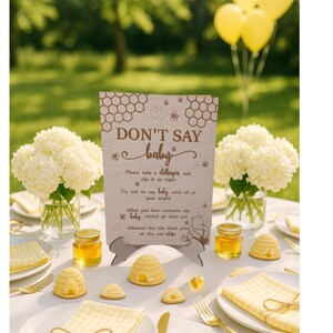 Winnie the Pooh Baby Shower Game Sign: Don&#39;t Say Baby - Maple Wood