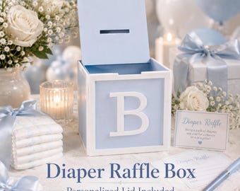 Baby Shower Diaper Raffle Box, Personalized BABY Block Decor