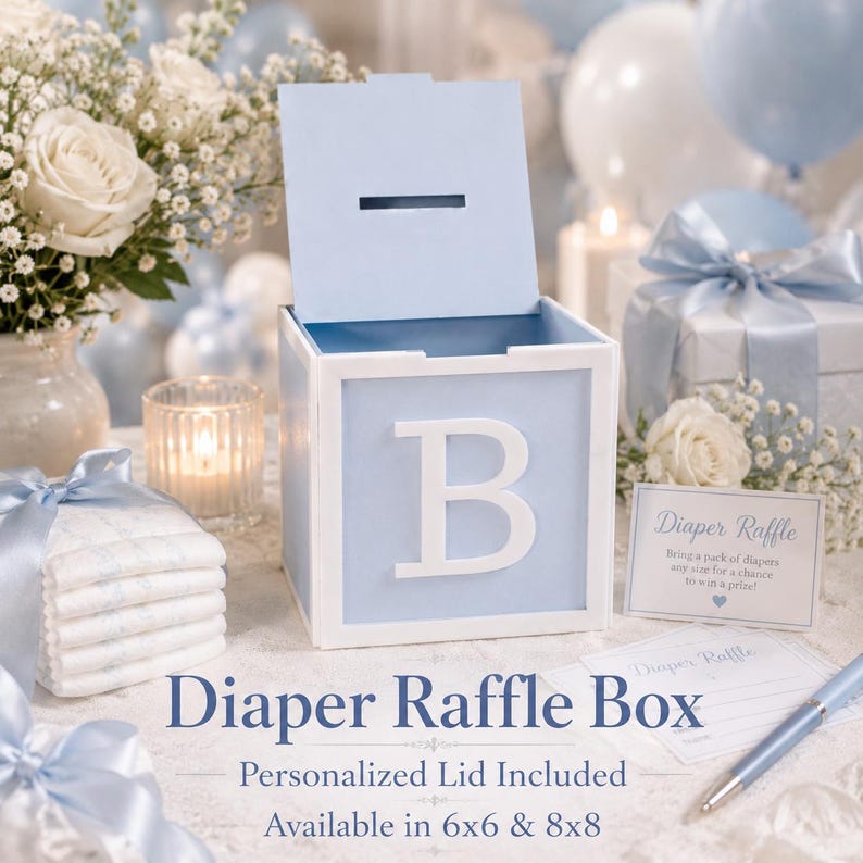 Baby Shower Diaper Raffle Box, Personalized BABY Block Decor - Etsy