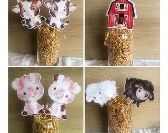 10-Farm/Barn Animal Themed Centerpiece Picks/birthday/baby shower/gender reveal Decorations