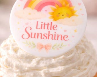 12er Set kleine Sonnenschein Cupcake Charms, hier kommt die Sonne-Baby-Dusche-Dekor, Regenbogen