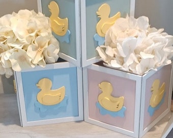 Gele rubberen eend/Ducky babyshower/geslacht onthullen/verjaardagsfeestje decoratie/middelpunt/babyblok