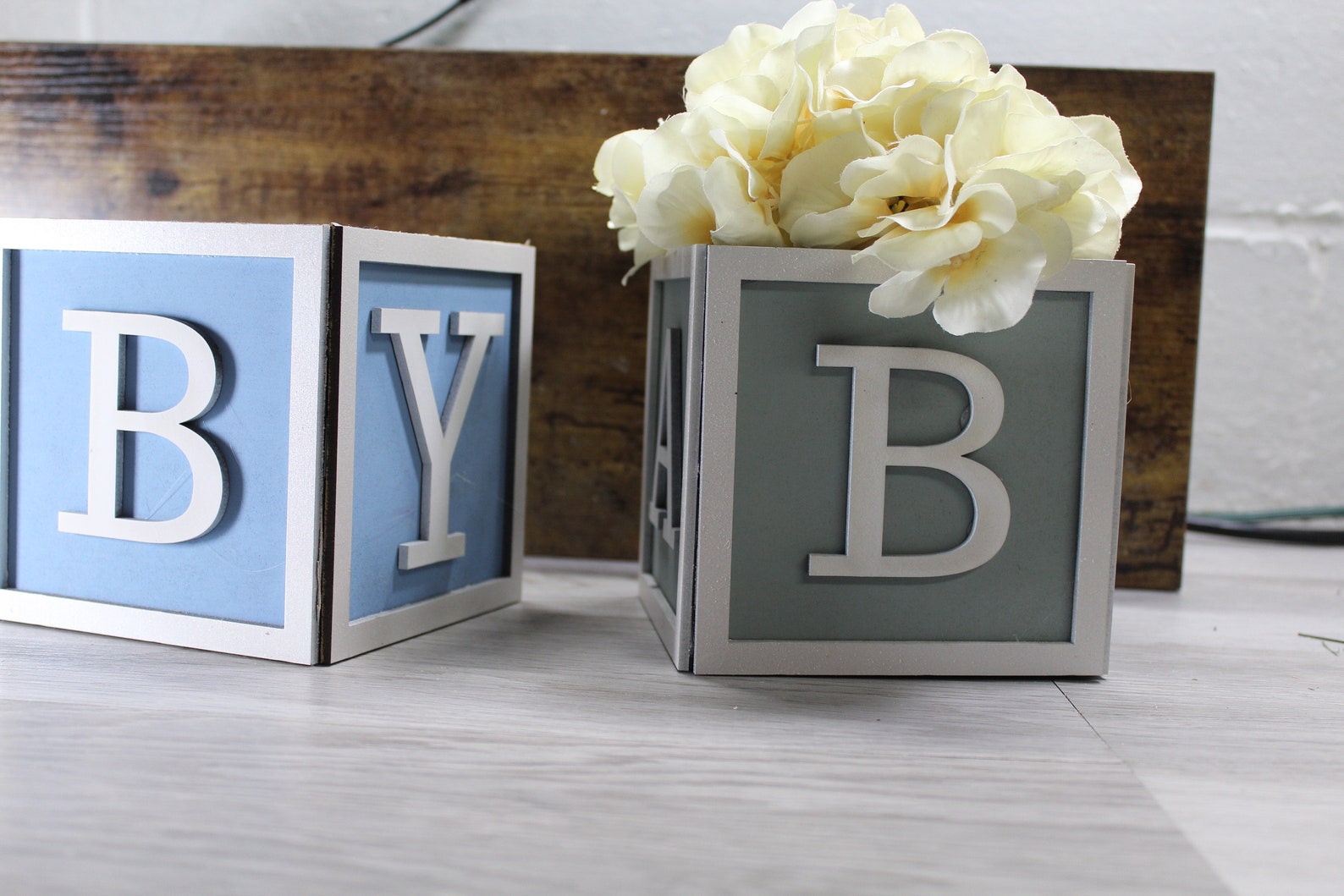 Baby Block Vase/flower Holder Centerpiece Baby Shower Gender Etsy