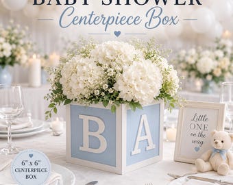 6x6 Baby Block Centerpiece, Baby Shower Table Decor, Fillable Box, Party Decoration
