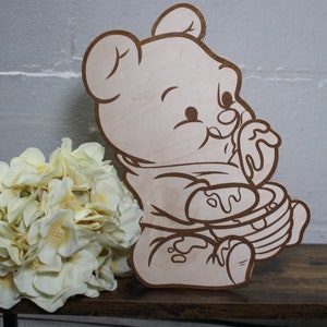 BABY Winnie the Pooh Wood Cut Out, Baby Shower/Gender reveal/Birthday Centerpiece party decorations.