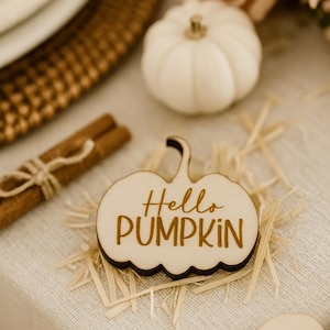 Hello Pumpkin Wood Table Confetti, Fall Baby Shower Decor, Rustic Party Scatter 100 Pieces
