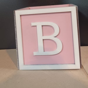 NEW letter optionsBaby Block Vase/Flower Holder Centerpiece Baby Shower, Gender Reveal Table Centerpieces Bubblegum(Baby Pink)