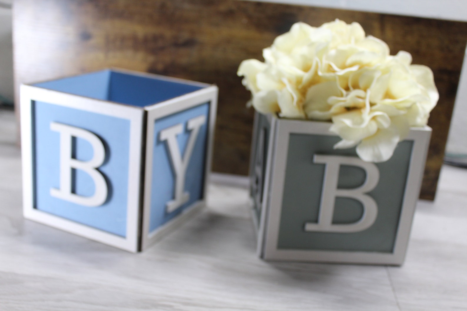 Baby Block Vase/flower Holder Centerpiece Baby Shower Gender Etsy