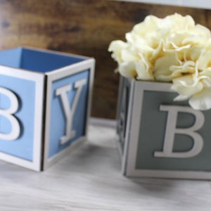 NEW letter optionsBaby Block Vase/Flower Holder Centerpiece Baby Shower, Gender Reveal Table Centerpieces image 3