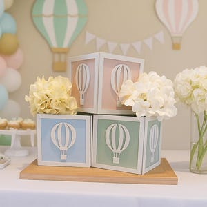 Mongolfiera/Su, su e via/Baby Shower, centrotavola per la rivelazione del sesso del bambino/Nuova avventura NUOVE OPZIONI AGGIUNTE
