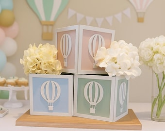Hot Air Balloon Baby Block Centerpiece: Gender Reveal Party Decoration