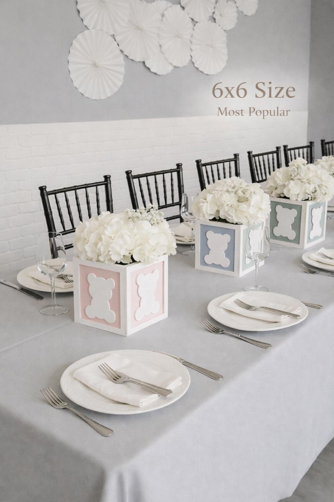 Teddy Bear Baby Block Centerpiece, We Can Bearly Wait Shower Decor