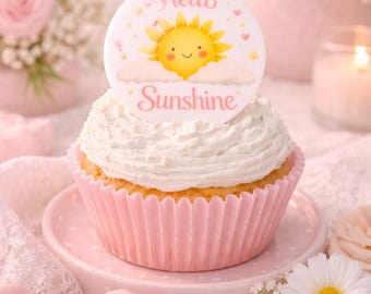 Hallo Sonnenschein Acryl Cupcake Toppers, Babyparty Dessert Dekor, flache Topper