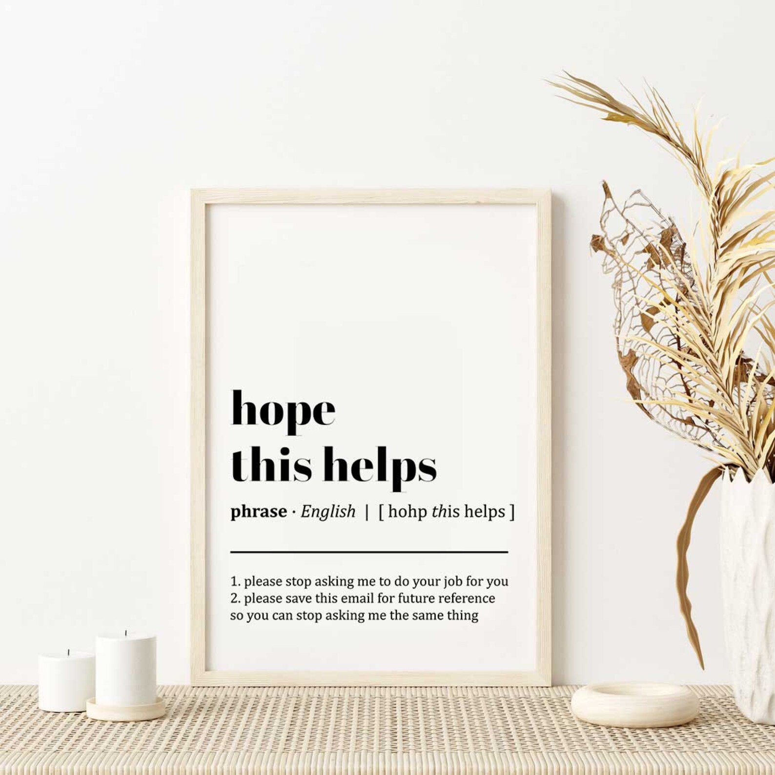 Hope This Helps Definition Print Office Wall Art Home Office Etsy