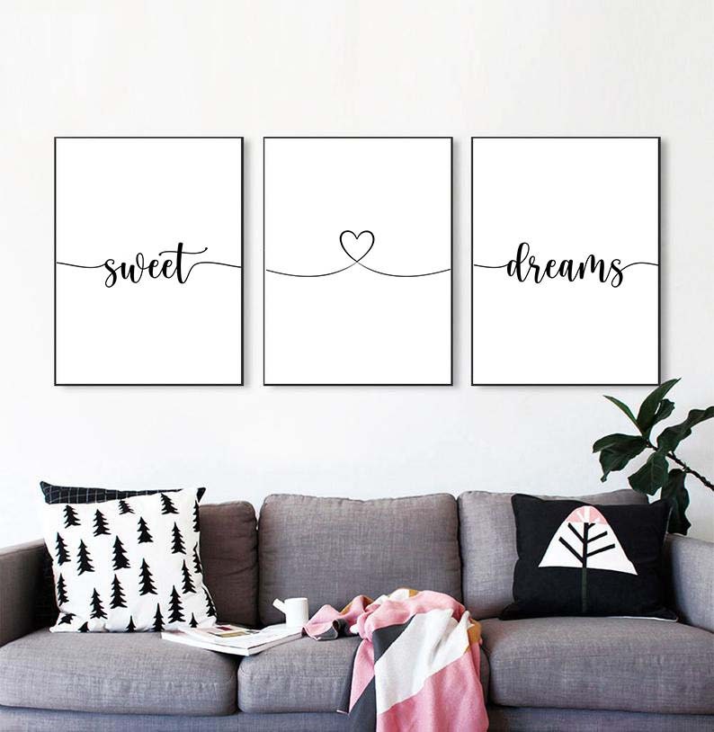 Sweet Dreams Printable Art Set Of 3 Wall Art Bedroom Decor Etsy