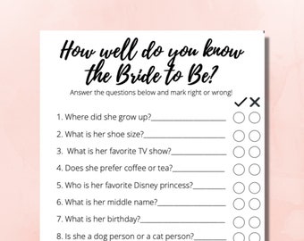 How Well Do You Know The Bride To Be