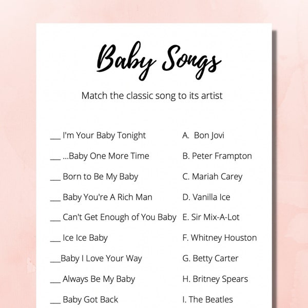 Guess the Baby Songs Matching Game