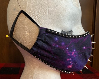 Cotton fabric face mask - galaxy print with spikes