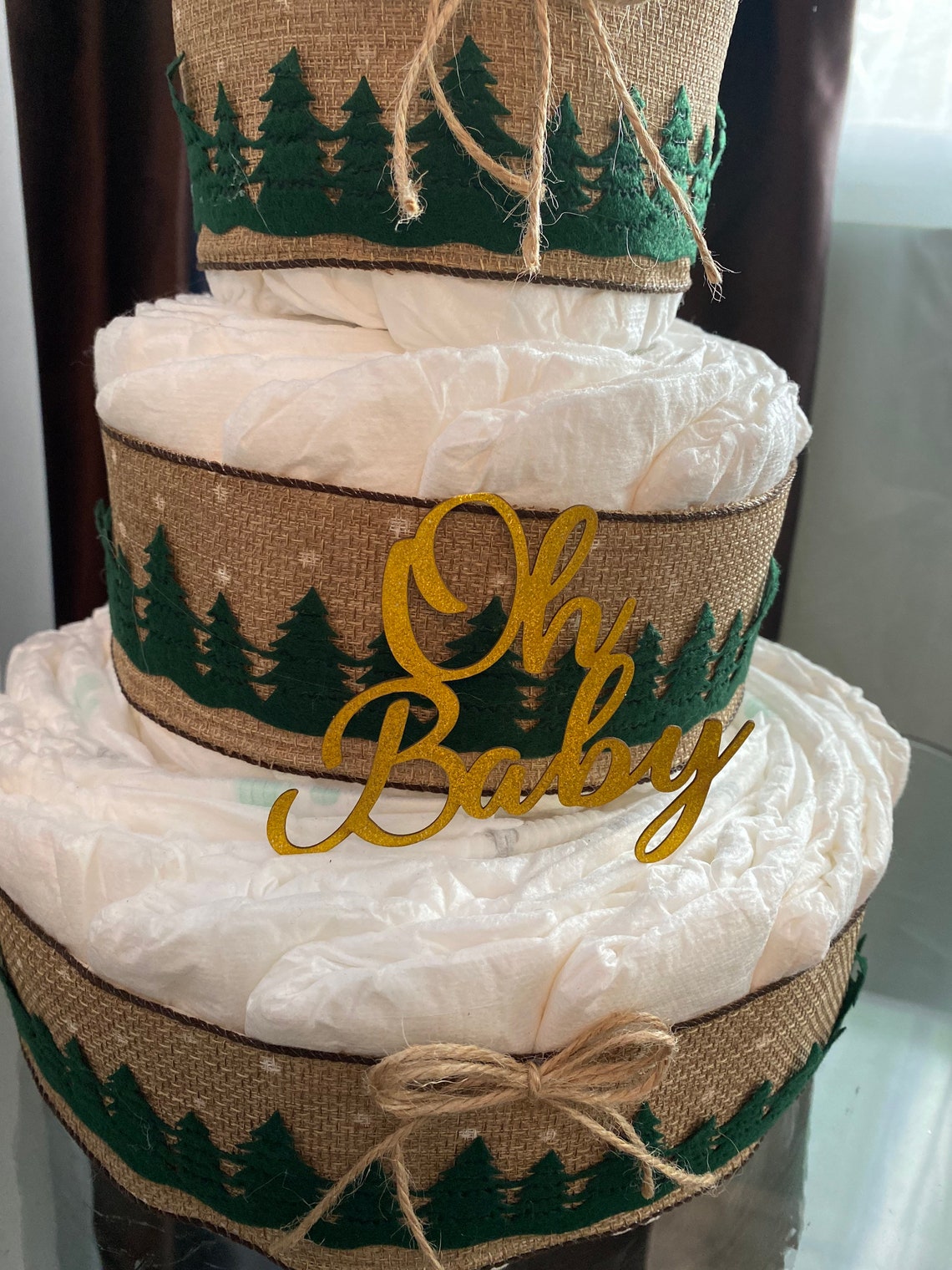 Stunning 3 Tier Christmas Oh Baby Tree Snowflake Diaper Cake Etsy