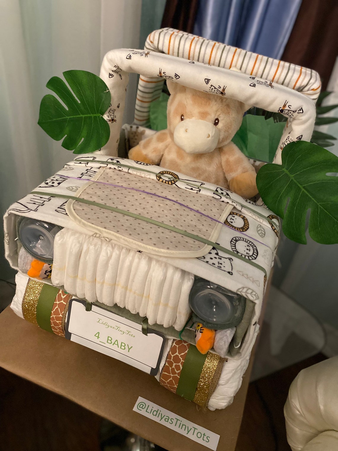 Diaper Cake Car 4x4 Jungle Safari Theme for Baby Shower Boy Etsy