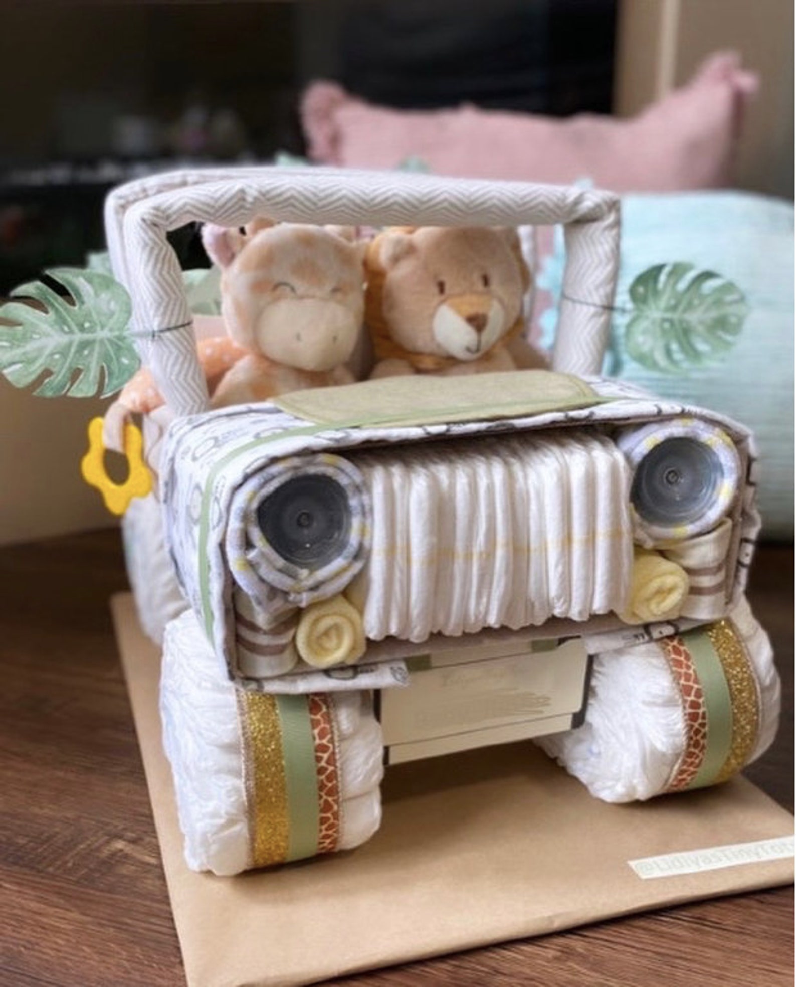 Safari Theme Baby Diaper Jeep Gift Gold Green Beige Diaper Etsy