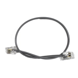 May include: A gray telephone cable with two clear plastic RJ11 connectors at each end. The cable is looped and appears to be new, with a clean, white background. The connectors have gold-colored contacts.