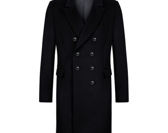 Cashmere coat double breasted black