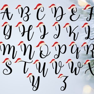 Merry Christmas svg-christmas alphabet svg-christmas hat alphabet svg- 26 letters svg-uppercase alphabet-alphabet cut file-christmas svg