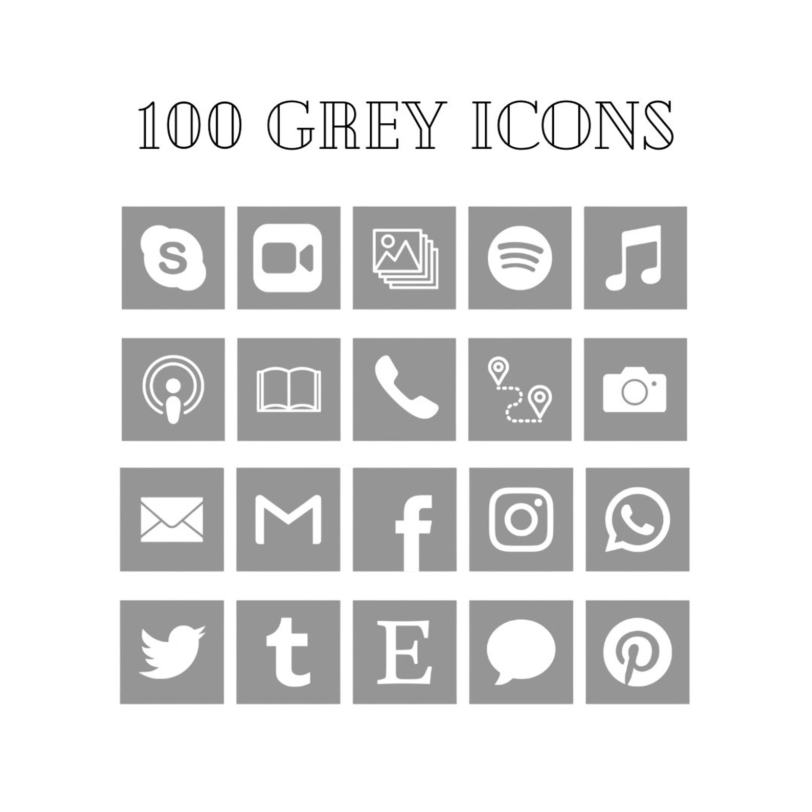 Grey Ios Iconsgrey Aesthetic100 Ios 14 Grey Iconsminimalist Etsy