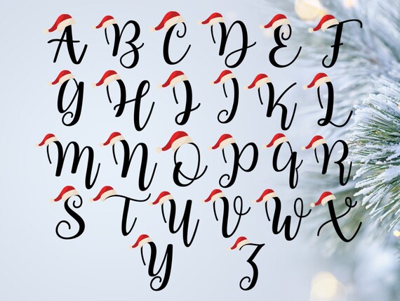 Download Christmas Themed Alphabet Santa Hat Alphabet Svg Christmas Etsy PSD Mockup Templates