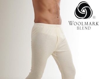 100% Merino Wool Men Pants Under | Men's Classic Midweight Waffle Pant | Thermal Bottom