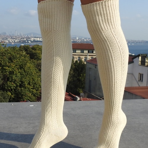 Over Knee 100 Merino Wool Socks Knit Wool Socks Etsy