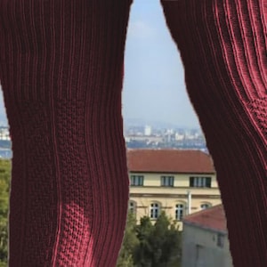 Bordeaux Over Knee %100 Merino Wool Socks |  Knit Wool Socks