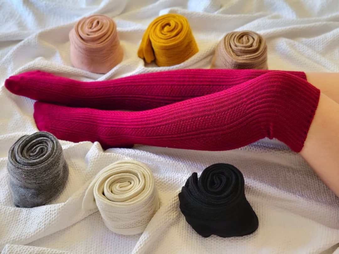 Over Knee 100 Merino Wool Socks Knit Wool Socks Etsy