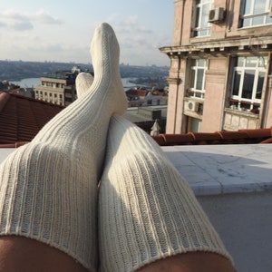 Over Knee %100 Merino Wool Socks |  Knit Wool Socks