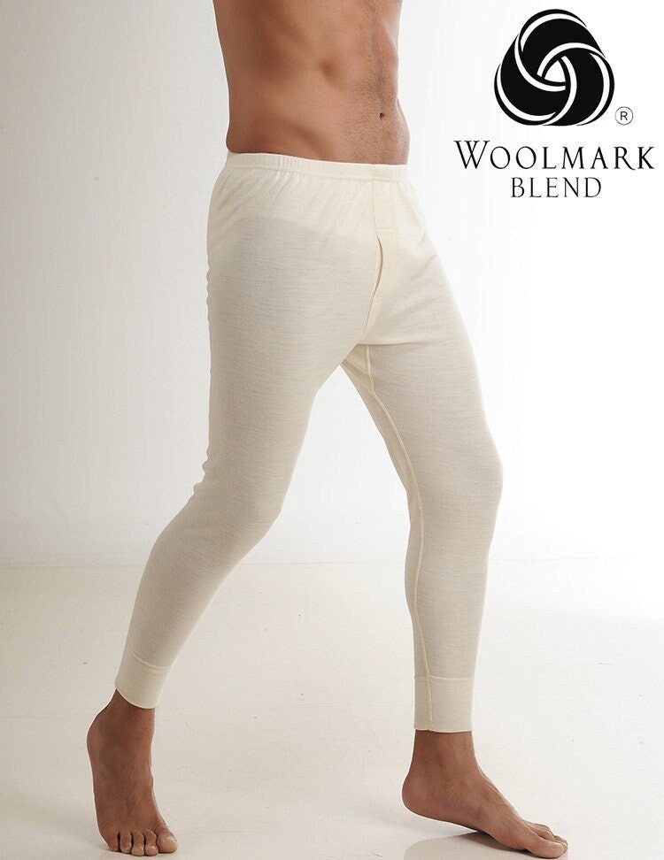 Men Long Thermal Underwear Merino Wool Top Ivory ALS Australia 