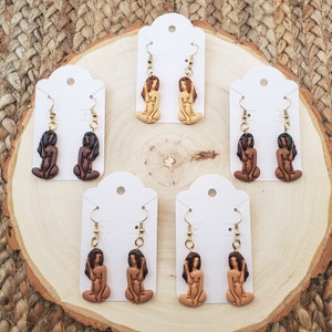 Woman Body Clay Earrings| Female Figure Dangle Earrings| Body Positivity Statement Jewelry| Handmade Woman of Color Accessory| Gift for Her